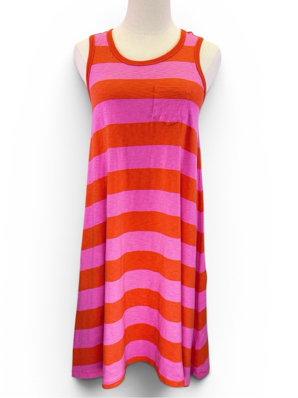Gap Kids Short Sleeve Girls Pink Red Stripe Beach Summer Dress Size 2XL